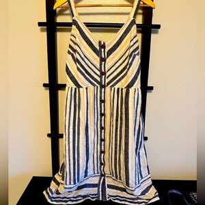 Vintage Blu Dahlia Women's Midi Dress Size XL White Blue Striped Cottagecore